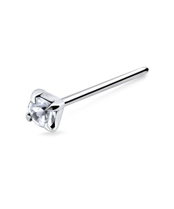 3mm Round CZ Silver Straight Nose Stud NSKA-75